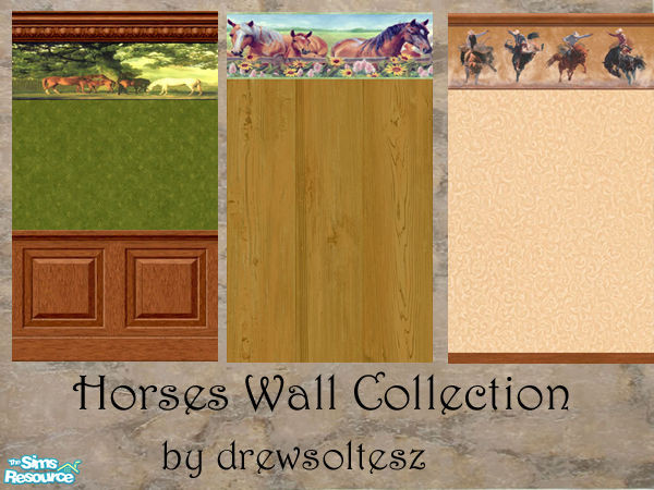 Sims 2 — Horses Wall Collection by drewsoltesz — A collection of horse themed walls, for that country or ranch property!