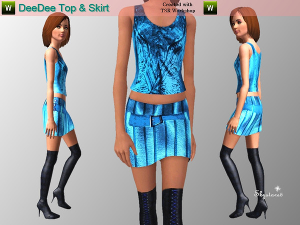 Sims 3 — DeeDee Set by skystars5 — Shiny DeeDee skirt and Top outfit.