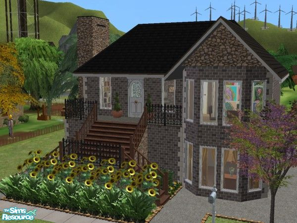 Sims 2 — Modern Mini by ekrubynaffit — A small modernish house with two bedrooms and a bathroom downstairs, another