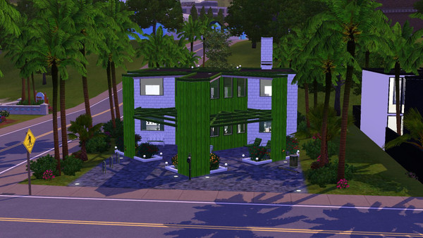 Sims 3 — Green Triolot - 3br, 2ba by Flexina — Open kitchen and livingroom, with a plant box in between with some bamboo