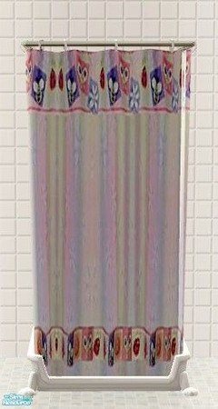 Sims 2 — Bugs Bathroom Set - Country Shower Curtain by Riverwillows — A matching set of small window, tub, and shower