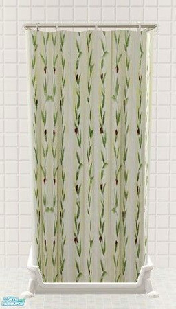 Sims 2 — Leaves Bathroom Set - Country Shower Curtain by Riverwillows — A matching set of small window, tub, and shower