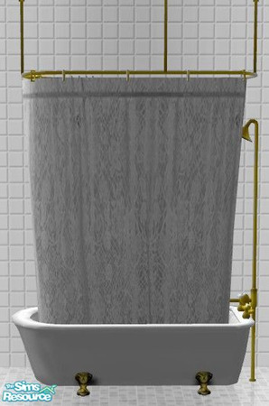 Sims 2 — Lacy Bathroom Set - Shower Tub Curtain by Riverwillows — A matching set of small window, tub, and shower
