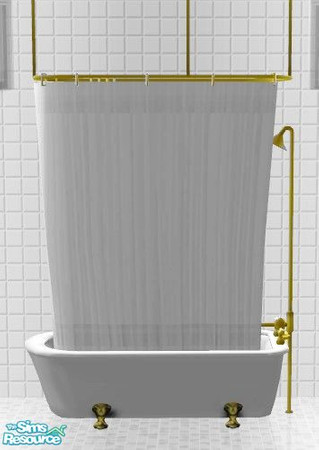 Sims 2 — White Bathroom Set - Shower Tub Curtain by Riverwillows — A matching set of small window, tub, and shower