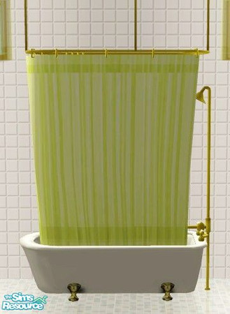Sims 2 — Yellow Bathroom Set - Shower Tub Curtain by Riverwillows — A matching set of small window, tub, and shower