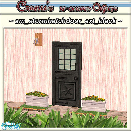 Sims 2 — am_stormhatchdoor - Am Stormhatchdoor Ext Black by Cruella — Black exterior door, featuring a star panel.