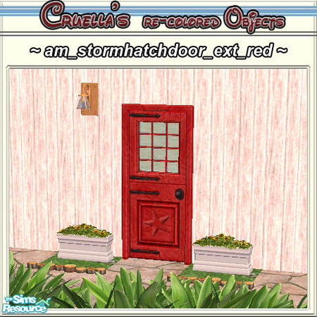 Sims 2 — am_stormhatchdoor - Am Stormhatchdoor Ext Red by Cruella — Red exterior door, featuring a star panel.