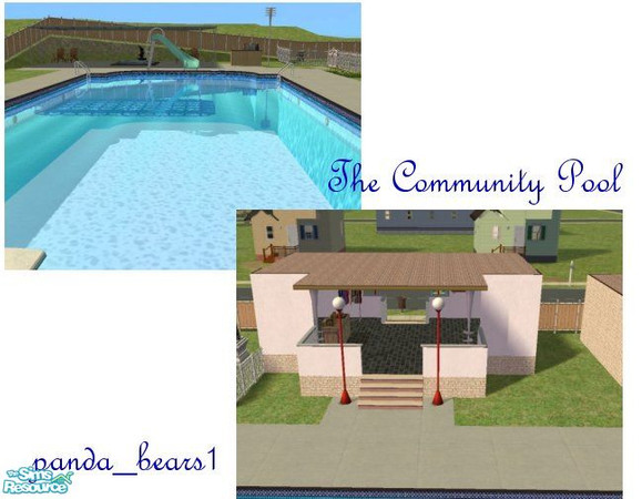 Sims 2 — Community Pool by panda_bears1 — A large community pool for your sims to enjoy on hot summer days, recently used