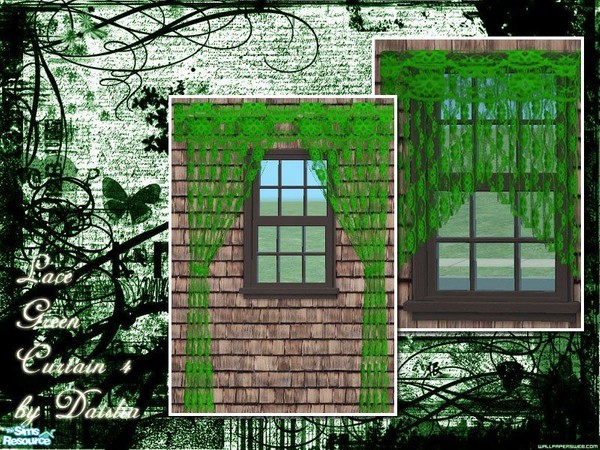 Sims 2 — Green Lace Curtain Set - 4  by Daislia — Maxis Recolour of \"Veil of Dreams\"(Deluxe) 4 New design, No