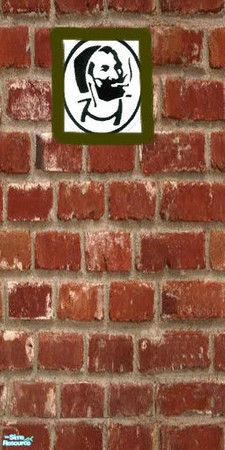 Sims 2 — Toker Guy Brick Wall by wyldsyde53 — A brick wall with a picture of that Toker guy hanging on it from wyldsyde