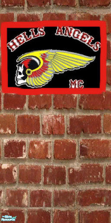 Sims 2 — Hell's Angels Art Brick WALL by wyldsyde53 — a BRICK WALL with the Hell's Angels logo on it by wyldsyde