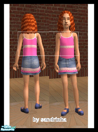 Sims 2 — SM Girls Tee_03 Pink w/ White Embrodery by sandrinha — No mesh, no EP needed. Enjoy!
