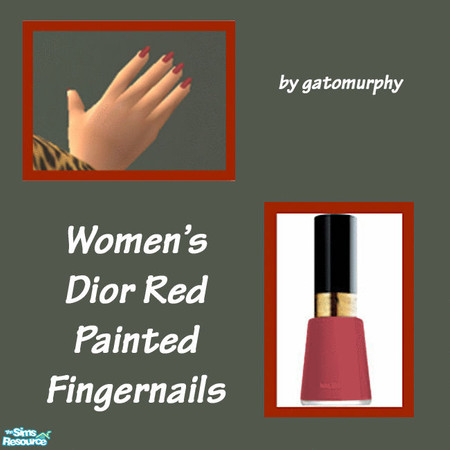 Sims 2 — Women's Dior Red Painted Fingernails by gatomurphy — 
