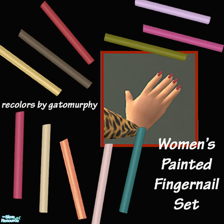 Sims 2 — Women's Painted Fingernail Set by gatomurphy — 
