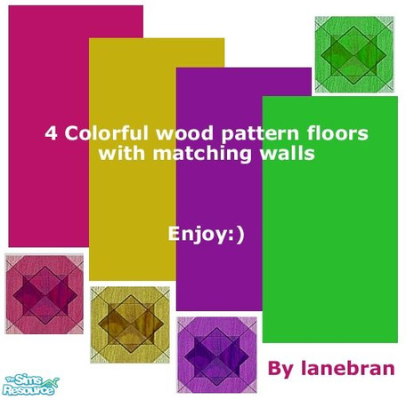 Sims 2 — Summer Walls and Floor Set 1 by Lanebran — 4 colored wood floors with matching walls. Enjoy:)