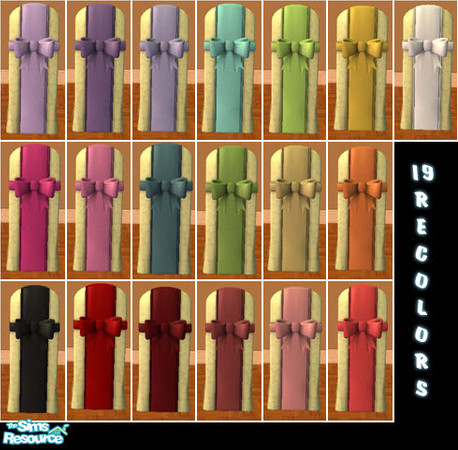 Sims 2 — Cream Bowdacious Dining Chairs by rebelxgirl — 19 recolors. Cream chair with contrasting sash. Celebration Stuff