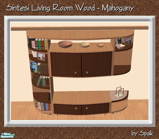 Sims 2 — Sintesi Living Room Wood - Mahogany REC by Spaik — Recolour in mahogany and walnut wood of the wooden parts for