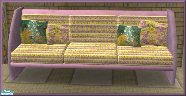 Sims 2 — NK TC46 Living Large LR Sofa by MoMama — A purple sofa with purple and yellow striped floral seats, purple and