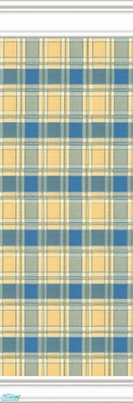 Sims 2 — jsf2WBBBlueYellowPlaid by jsf — White mouldings hold a full length blue and yellow plaid wallpaper. Matching