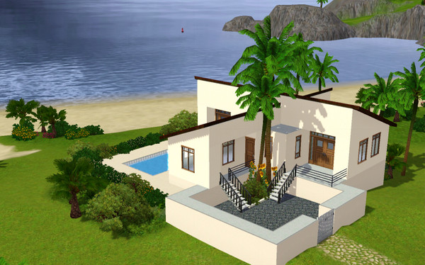 Sims 3 — Villa New Beach by p-am — Small villa at the front of sea, very nice for a young couple. Design and comfort.