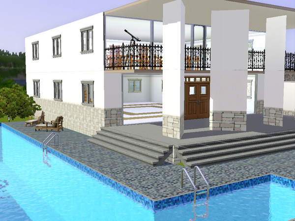 Sims 3 — White on the Water by Kalifornia Kyle — A small home with a nice outdoor pool, a completely furnished 1st and