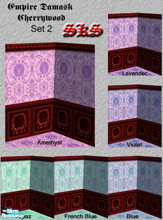 Sims 2 — Cherry Laural Wreath_Empire Set-2 by 71robert13 — Set 2 of 3 beautiful & intricate damask wallpapers of the