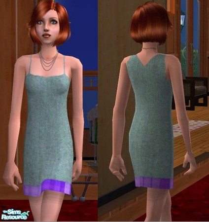 Sims 2 — Casual Jean dress for  teens by sims1latina88 —  A nice green and purple casual jean dress for your teen sims. 