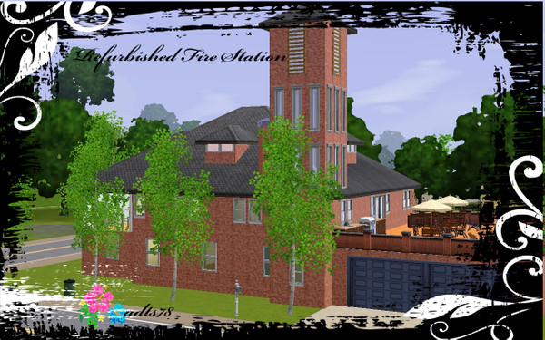 Sims 3 — Refurbished Fire Station by adts78 — This was once a fire station and now is a home. With 3 bedrooms, 3 full and