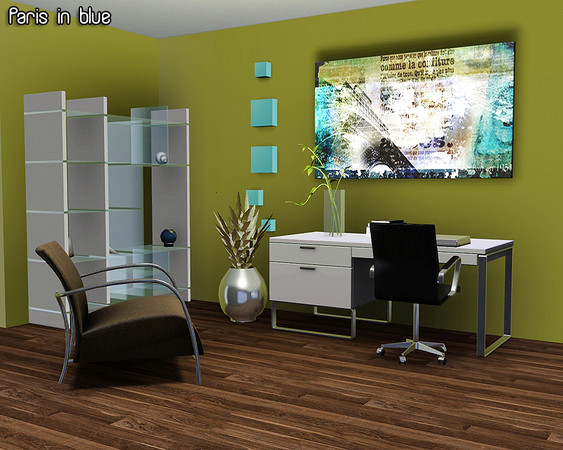 Sims 3 — Paris in Blue Painting by Ewelina_ — Recolour by Ewelina Mesh ( Red Flowers) www.simpossible.net