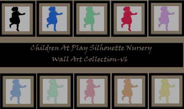 Sims 3 — Children At Play Silhouette Nursery Wall Art Collection v6 by ahundley — Children At Play Silhouette Nursery