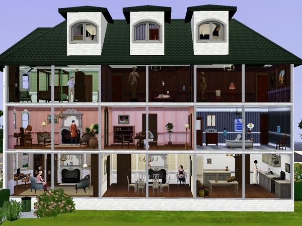 Sims 3 — A Dollshouse by jetty — Watch your sims all the time with the handy dollshouse style glass walls on this house.