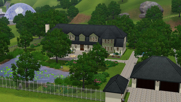 Sims 3 — Violet Mansion - 3br, 2.5ba by Flexina — Family house with a kitchen, diningroom, livingroom, familyroom, office