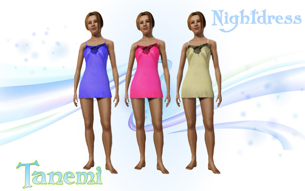 Sims 3 — Nightdress by Tanemi — No Description