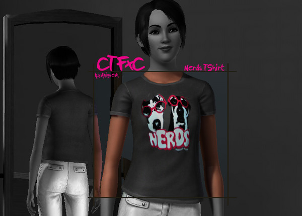 Sims 3 — CTFxC  by Aniquesh — Must-have for every true CTFxC-er - gray TShirt with Charles&amp;amp;Alli's both dogs -