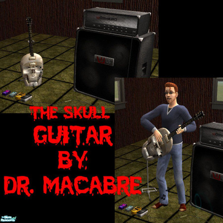 Sims 2 — The Skull Guitar by Dr. Macabre — The mesh is included with this package. I used the mesh link to link you to a
