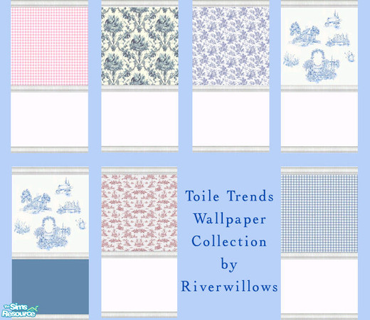 Sims 2 — Toile Trends Matching Wallpapers by Riverwillows — A lovely wallpaper collection to match the Toile Trends