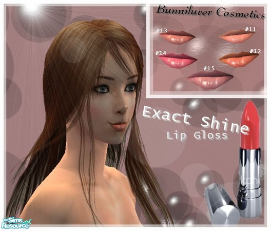 Sims 2 — bunni's 2nd set of lipstick by Bunniluver — 1 set of glossy lips in 5 dfferent shades of red. Please do no uplod