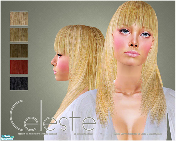 Sims 2 — Celeste by lemonloveshane — A set of hair retextures for Raonjena's amazing mesh. The name Celeste, is