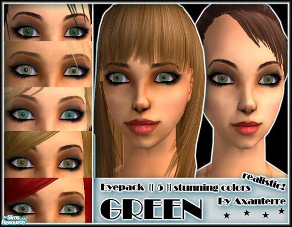 Sims 2 — Green Eyes [[5]] different by Axanterre — Realistic eyes [[ 5 different stunning colors ]] *** Light