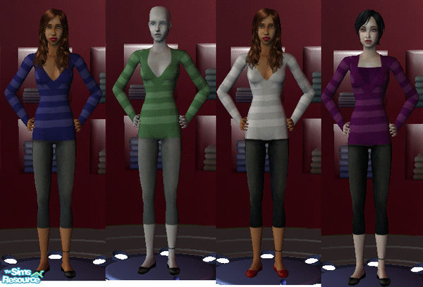 Sims 2 — Sweater and Capri Set by MMs_Fan_01 — This set consists of four different colorered sweaters and capri's for