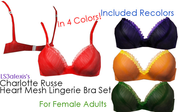Sims 3 — Heart Lingerie Top - Charlotte Russe by LS3alexis — The top for Charlotte Russe's Heart Mesh Lingerie Set. This