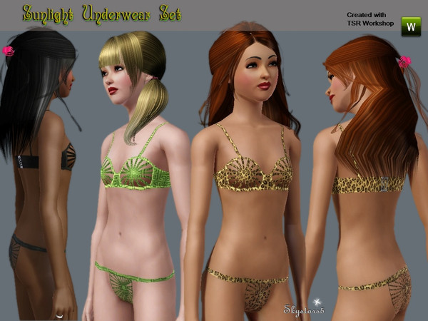 Sims 3 — Sunlight Underwear Set by skystars5 — Fun and alluring underwear set with a sun-ray design.