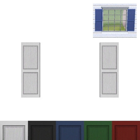 Sims 3 — Exterior Shuuters for the Belhooven Maroo Window by Dgandy — Comes in 5 preset colors, white, black, blue, green