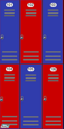Sims 2 — Colored Locker Walls - Blue and Red by ad27 — These looks great in changerooms, schools, around pools, etc. Each