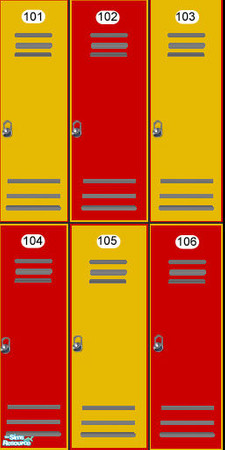 Sims 2 — Colored Locker Walls - Red n\' Gold by ad27 — These looks great in changerooms, schools, around pools, etc. Each