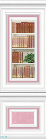 Sims 2 — jsf2WPTopazPinkBookcase3 by jsf — A new configuration of jsf2WPFWPinkMarble paneling into matching bookcases.