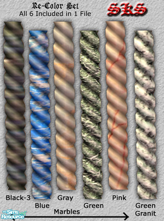 Sims 2 — Spiral Columns With Ionic Capitol - Corner Pilaster recolors by 71robert13 — Set of 6 additional recolor options