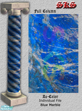 Sims 2 — Structural Column Recolor Single - Blue by 71robert13 — Bright blue & white marble with black specks. A very