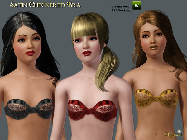 Sims 3 — Satin Cbeckered Bra by skystars5 — Sweet and soft hand drawn by me checkered bra.