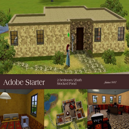 Sims 3 — Adobe Starter by jadepanther198303 — For your Western Sims a 2 bedroom 1 1/2 bathroom adobe starter with stocked